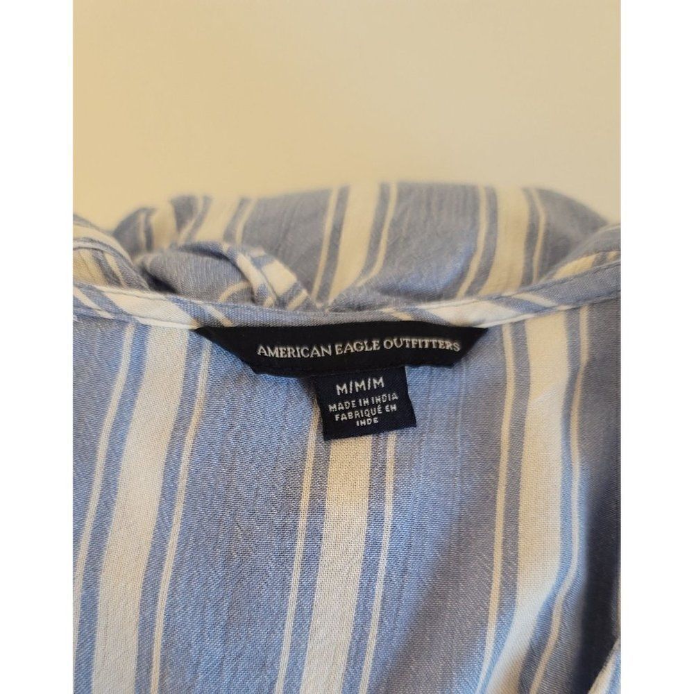American Eagle Striped Woman's Medium Bell Sleeve Blouse - Picture 4 of 7